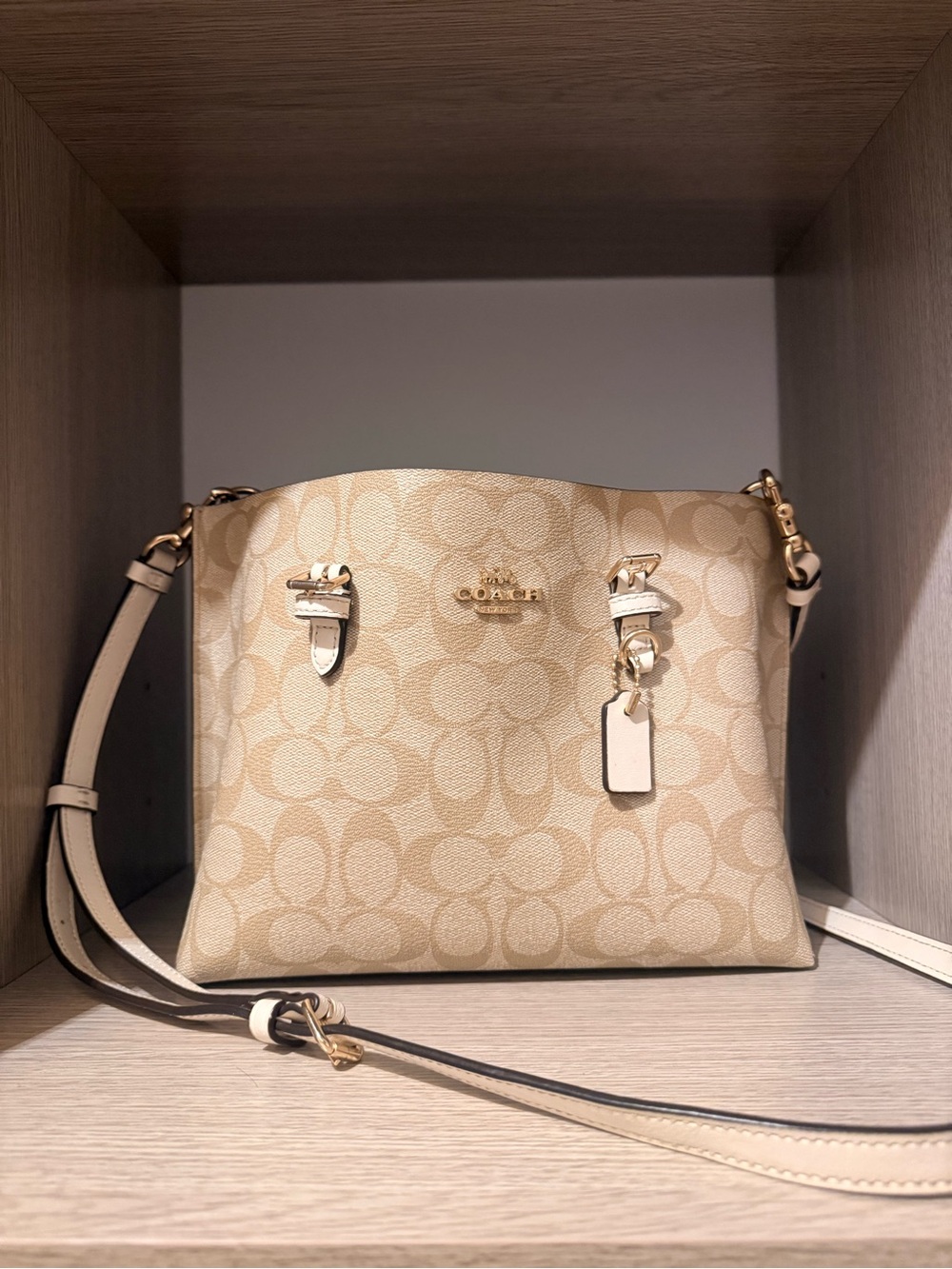 COACH Mollie Tote Cream Signature Canvas Bag